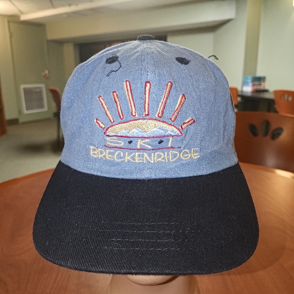 Ski Breckenridge Embroidered Gray Blue Strap-on Kid's Hat Cap